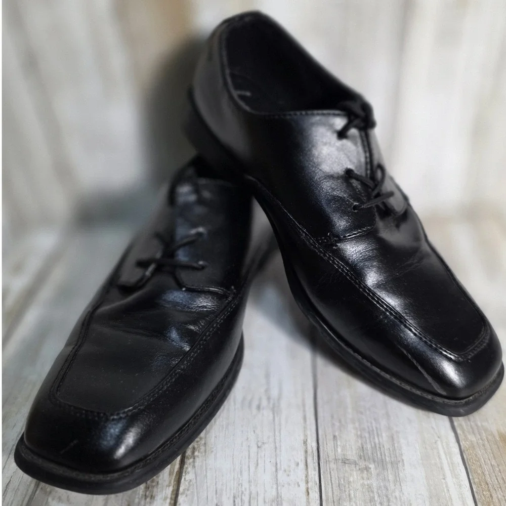 Sonoma Boys Black Square Toe Lace Up Dress Shoes Memory Foam  Size 6